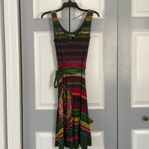 Desigual striped sleeveless dress tie waist fit and flare